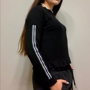 Sweater with striped sleeves